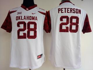 Women Oklahoma Sooners 28 Adrian Peterson College Football Jersey White