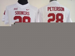 Women Oklahoma Sooners 28 Adrian Peterson College Football Jersey White