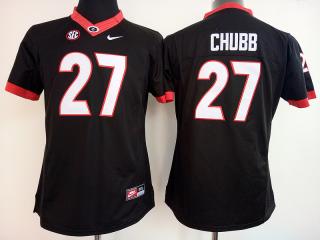 Women Georgia Bulldogs 27 Nick Chubb College Football Jersey Black