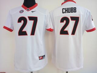 Women Georgia Bulldogs 27 Nick Chubb College Football Jersey White