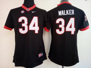 Women Georgia Bulldogs 34 Herchel Walker College Football Jersey Black