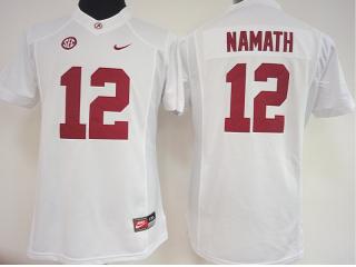 Women Alabama Crimson Tide 12 Joe Namath College Football Jersey White