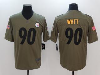 Pittsburgh Steelers 90 T.J. Watt Olive Salute To Service Limited Jersey