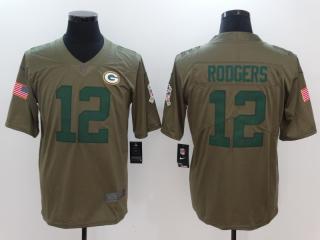 Green Bay Packers 12 Aaron Rodgers Olive Salute To Service Limited Jersey