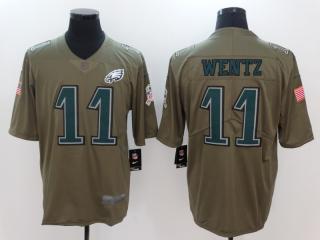 Philadelphia Eagles 11 Carson Wentz Olive Salute To Service Limited Jersey