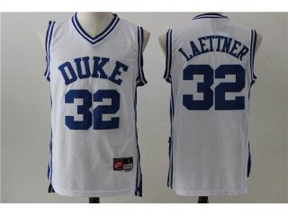 Duke Blue Devils 32 Christian Laettner Basketball Jersey White