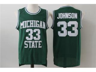 High school 33 C Johnson College Basketball Jersey Green mesh