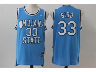 High school 33 Larry Bird College Basketball Jersey Blue Retro