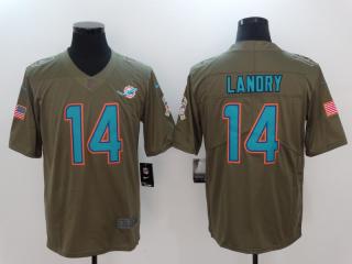 Miami Dolphins 14 Jarvis Landry Olive Salute To Service Limited Jersey