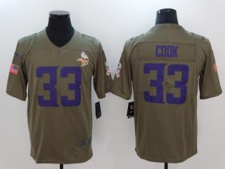 Minnesota Vikings 33 Dalvin Cook Olive Salute To Service Limited Jersey