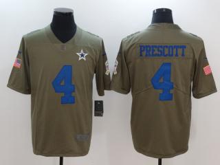 Dallas Cowboys 4 Dak Prescott Olive Salute To Service Limited Jersey