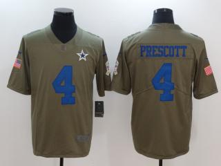 Dallas Cowboys 4 Dak Prescott Olive Salute To Service Limited Jersey