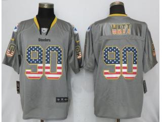 Pittsburgh Steelers 90 T.J. Watt USA Flag Fashion Gray Elite Jersey