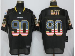 Pittsburgh Steelers 90 T.J. Watt USA Flag Fashion Black Elite Jersey