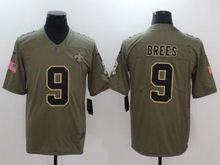 New Orleans Saints 9 Drew Brees Olive Salute To Service Limited Jersey