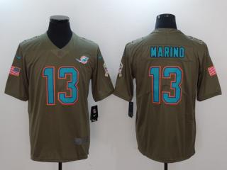 Miami Dolphins 13 Dan Marino Olive Salute To Service Limited Jersey