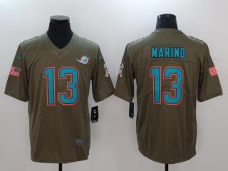 Miami Dolphins 13 Dan Marino Olive Salute To Service Limited Jersey