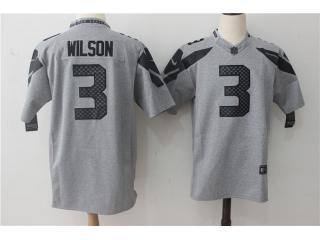 Seattle Seahawks 3 Russell Wilson Football Jersey Gray