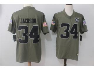 Oakland Raiders 34 Bo Jackson Olive Salute To Service Limited Jersey