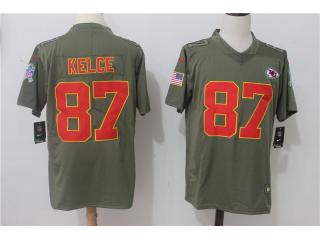 Kansas City Chiefs 87 Travis Kelce Olive Salute To Service Limited Jersey