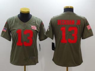 Women New York Giants 13 Odell Beckham Jr Olive Salute To Service Limited Jersey