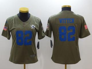 Women Dallas Cowboys 82 Jason Witten Olive Salute To Service Limited Jersey