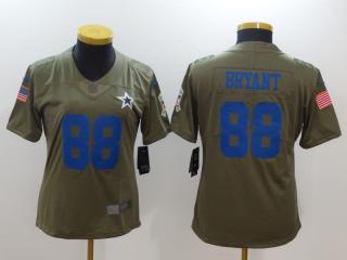 Women Dallas Cowboys 88 Dez Bryant Olive Salute To Service Limited Jersey