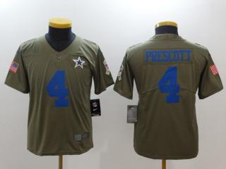 Youth Dallas Cowboys 4 Dak Prescott Olive Salute To Service Limited Jersey