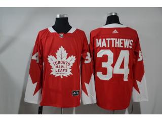 2017 Adidas Maple Leafs 34 Auston Matthews Ice Hockey Jersey Red