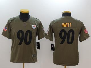 Youth Pittsburgh Steelers 90 T.J. Watt Olive Salute To Service Limited Jersey