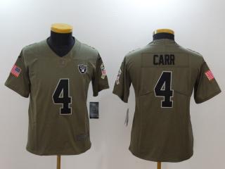 Youth Oakland Raiders 4 Derek Carr Olive Salute To Service Limited Jersey