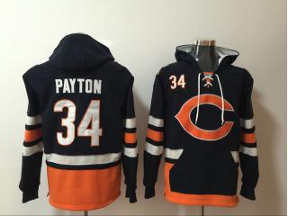 Chicago Bears 34 Walter Payton Hoodies Football Jersey Black