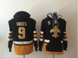 New Orleans Saints 9 Drew Brees Hoodies Football Jersey Black