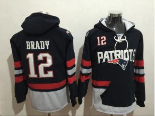 New England Patriots 12 Tom Brady Hoodies Football Jersey Black