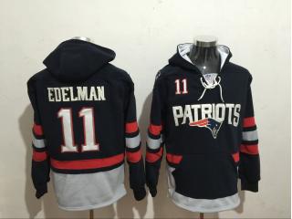 New England Patriots 11 Julian Edelman Hoodies Football Jersey Black