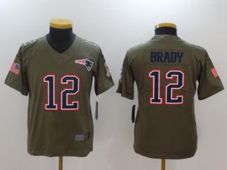 Youth New England Patriots 12 Tom Brady Olive Salute To Service Limited Jersey