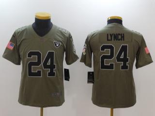 Youth Oakland Raiders 24 Marshawn Lynch Olive Salute To Service Limited Jersey