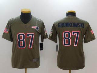 Youth New England Patriots 87 Rob Gronkowski Olive Salute To Service Limited Jersey