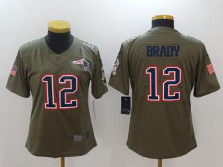Women New England Patriots 12 Tom Brady Olive Salute To Service Limited Jersey