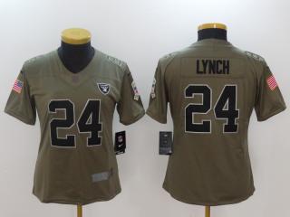 Women Oakland Raiders 24 Marshawn Lynch Olive Salute To Service Limited Jersey