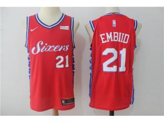 2017-2018 Nike Philadelphia 76ers 21 Joel Embiid Basketball Jersey Red Player Edition