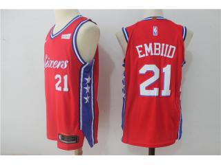 2017-2018 Nike Philadelphia 76ers 21 Joel Embiid Basketball Jersey Red Player Edition