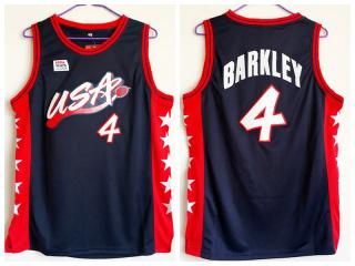 1996 Atlanta Olympic Games USA team dream three USA4 Barkley dark blue embroidered Jersey