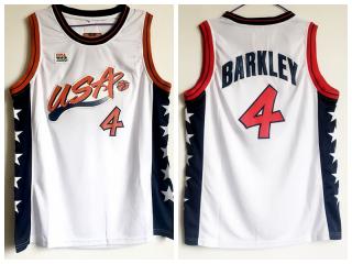 1996 Atlanta Olympic Games USA team dream three USA4 Barkley dark White embroidered Jersey