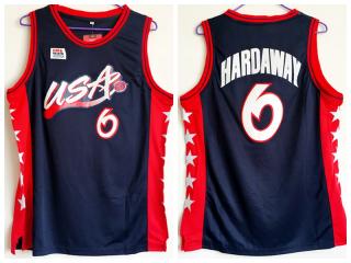 1996 Atlanta Olympic Games USA team dream three USA6 Hardaway dark blue embroidered Jersey