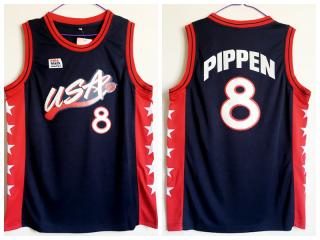 1996 Atlanta Olympic Games USA team dream three USA8 Pippin dark blue embroidered Jersey
