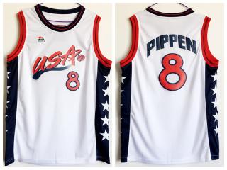 1996 Atlanta Olympic Games USA team dream three USA8 Pippin dark White embroidered Jersey