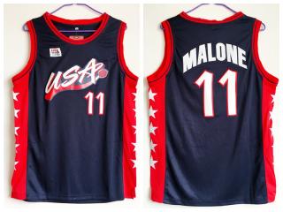 1996 Atlanta Olympic Games USA team dream three Carle Malone USA11 dark blue jersey