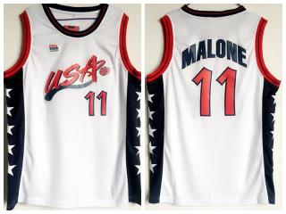 1996 Atlanta Olympic Games USA team dream three Carle Malone USA11 dark White jersey