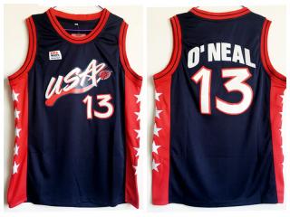1996 Atlanta Olympic Games USA team dream three USA13 O'neal dark blue embroidered Jersey